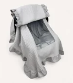 Gri Örgü Pike Fırfırlı Kapaklı Puset Örtüsü - Görsel 2