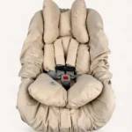 Bej puset seti – puset kılıfı, kemer kılıfı ve elyaf dolgulu puset minderi ile tam set görünümü.