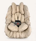 Bej puset seti – puset kılıfı, kemer kılıfı ve elyaf dolgulu puset minderi ile tam set görünümü.