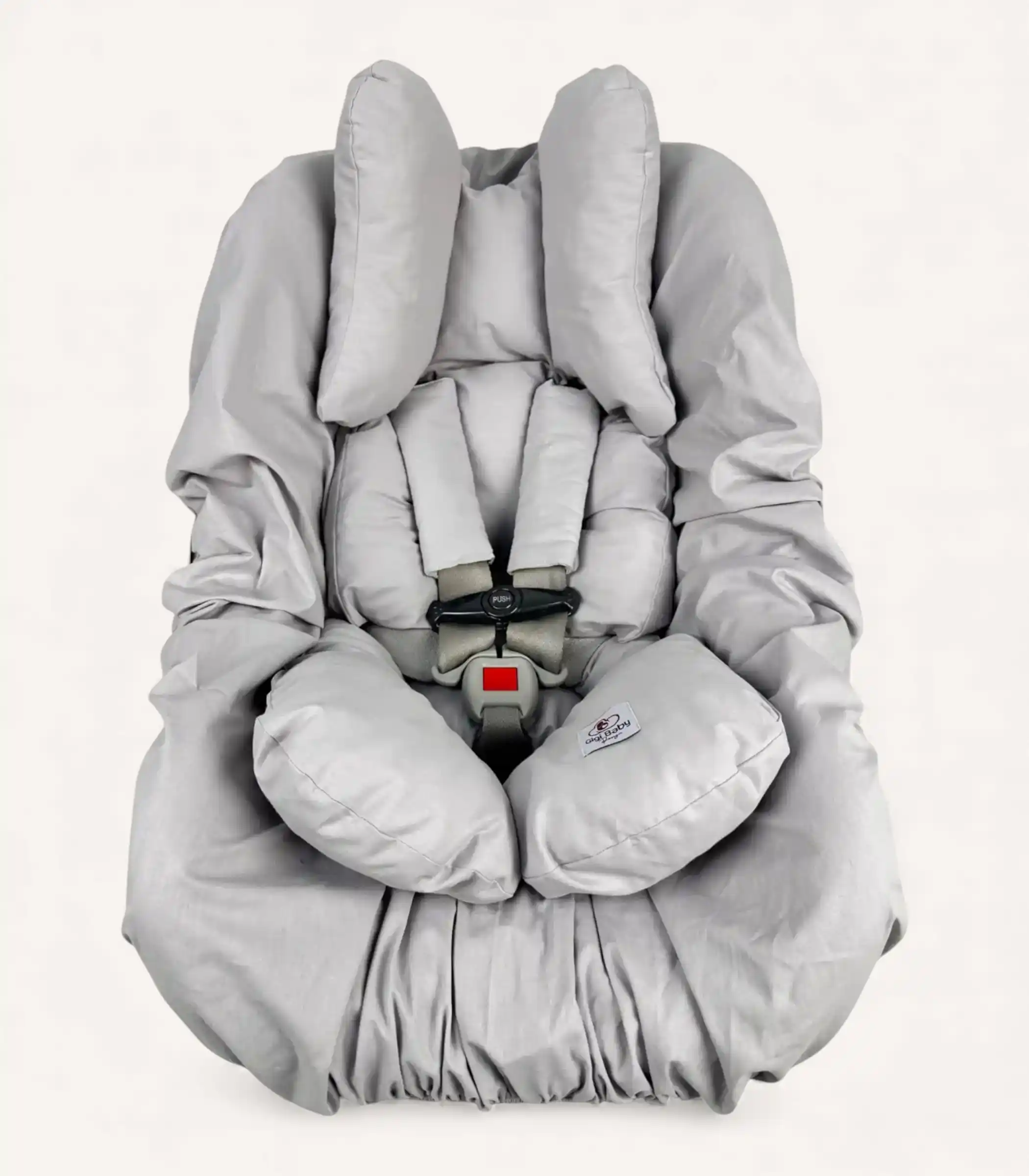 gri-puset-kilifi-puset-minderi-ve-kemer-kilifi Gri puset kılıfı, puset minderi ve kemer kılıfından oluşan setin ürün görseli.