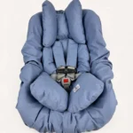 İndigo Mavi puset kılıfı, puset minderi ve kemer kılıfından oluşan setin ürün görseli.