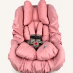 Pudra puset seti – puset kılıfı, kemer kılıfı ve elyaf dolgulu puset minderi ile tam set görünümü.