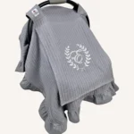 Antrasit örgü pike kumaştan, kenarları fırfırlı, kapak kısmı düz, fiyonklu veya fiyonsuz hazırlanabilen puset örtüsü.