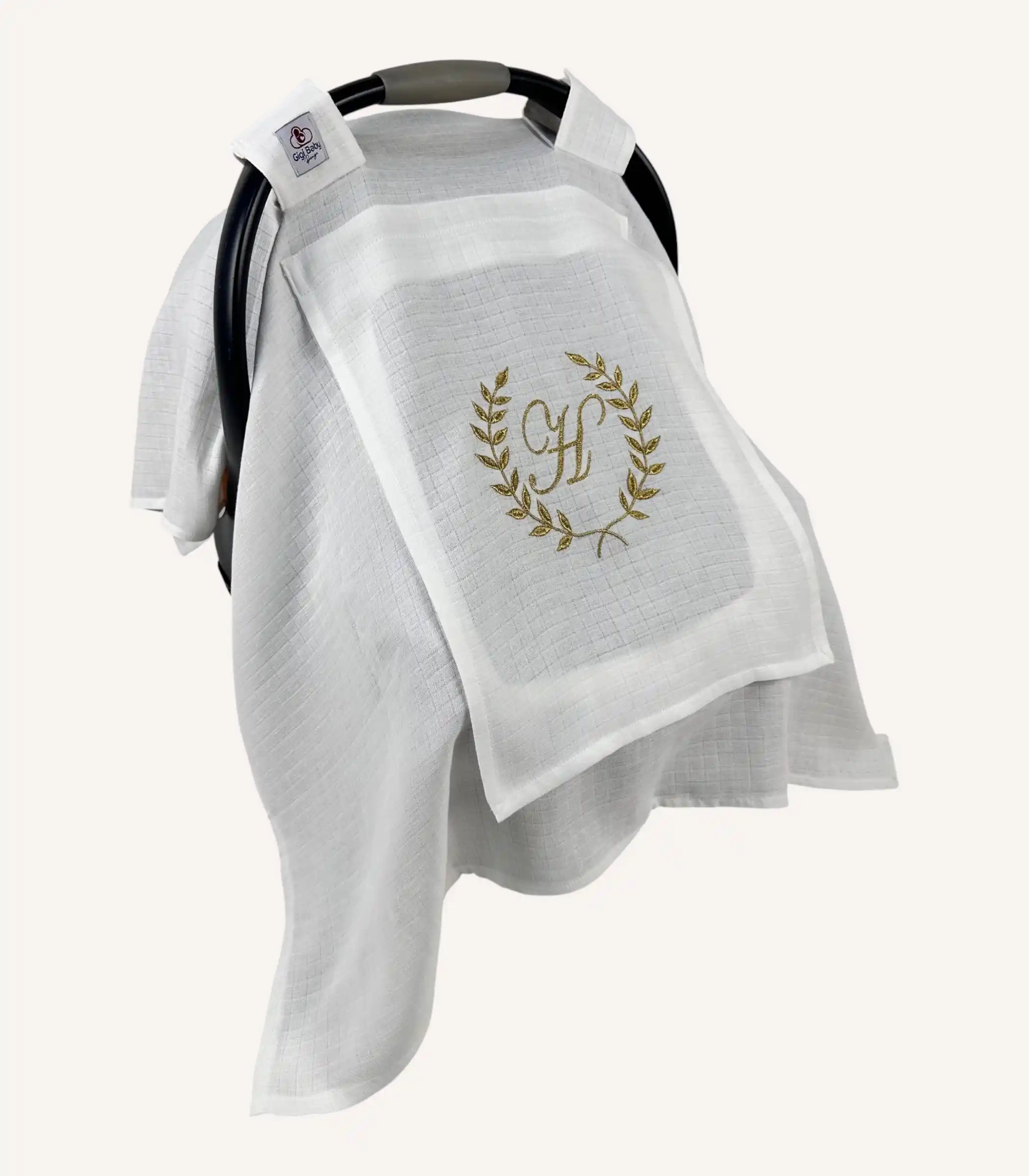 beyaz-tek-kat-muslin-kapakli-puset-ortusu Beyaz tek kat müslin kumaştan, fırfırsız, kapaklı ve tül pencereli, kişiselleştirilebilir puset örtüsü.