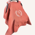 Kiremit tek kat müslin kumaştan, fırfırsız, kapaklı ve tül pencereli, kişiselleştirilebilir puset örtüsü.