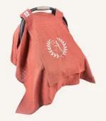 Kiremit tek kat müslin kumaştan, fırfırsız, kapaklı ve tül pencereli, kişiselleştirilebilir puset örtüsü.