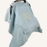 Mint tek kat müslin kumaştan, fırfırsız, kapaklı ve tül pencereli, kişiselleştirilebilir puset örtüsü.