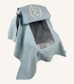 Mint tek kat müslin kumaştan, fırfırsız, kapaklı ve tül pencereli, kişiselleştirilebilir puset örtüsü.