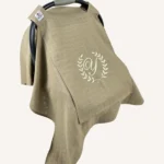 Taş tek kat müslin kumaştan, fırfırsız, kapaklı ve tül pencereli, kişiselleştirilebilir puset örtüsü.