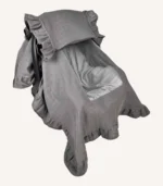 Antrasit tek kat müslin kumaştan, kenarları ve kapak bölümü fırfırlı puset örtüsü.