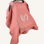 Gül kurusu tek kat müslin kumaştan, sade kapaklı ve tül pencereli puset örtüsü.