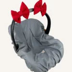 Kırmızı renkte, pamuk poplin kumaştan, cırtlı veya broşlu takılabilen iki adet mini fiyonk aksesuar seti