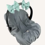 Mint renkte, pamuk poplin kumaştan, cırtlı veya broşlu takılabilen iki adet mini fiyonk aksesuar seti