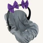 Mor renkte, pamuk poplin kumaştan, cırtlı veya broşlu takılabilen iki adet mini fiyonk aksesuar seti