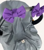 Mor renkte, pamuk poplin kumaştan, cırtlı veya broşlu takılabilen iki adet mini fiyonk aksesuar seti