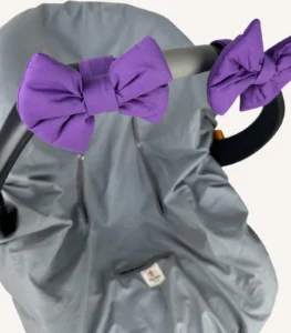 Mor renkte, pamuk poplin kumaştan, cırtlı veya broşlu takılabilen iki adet mini fiyonk aksesuar seti