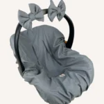 Antrasit renkte, pamuk poplin kumaştan, cırtlı veya broşlu takılabilen iki adet mini fiyonk aksesuar seti