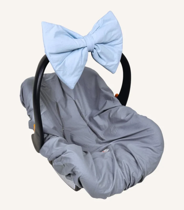 Bebek mavisi pamuk poplin kumaştan, elyaf dolgulu, cırtlı veya broşlu takılabilen dekoratif fiyonk aksesuar