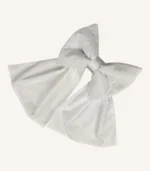 Beyaz pamuk poplin kumaştan, elyaf dolgulu, cırtlı veya broşlu takılabilen dekoratif fiyonk aksesuar