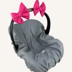 Fuşya renkte, pamuk poplin kumaştan, cırtlı veya broşlu takılabilen iki adet mini fiyonk aksesuar seti