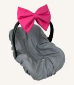 Fuşya pamuk poplin kumaştan, elyaf dolgulu, cırtlı veya broşlu takılabilen dekoratif fiyonk aksesuar