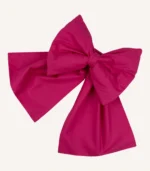 Fuşya pamuk poplin kumaştan, elyaf dolgulu, cırtlı veya broşlu takılabilen dekoratif fiyonk aksesuar