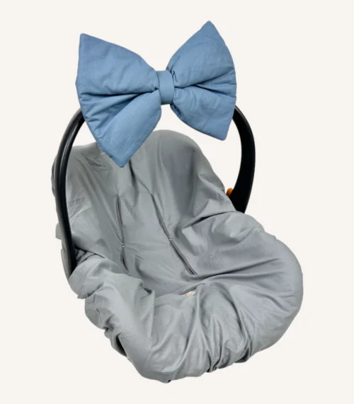 İndigo mavi pamuk poplin kumaştan, elyaf dolgulu, cırtlı veya broşlu takılabilen dekoratif fiyonk aksesuar