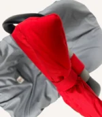 Kırmızı pamuk poplin kumaştan, elyaf dolgulu, cırtlı veya broşlu takılabilen dekoratif fiyonk aksesuar