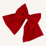 Kırmızı pamuk poplin kumaştan, elyaf dolgulu, cırtlı veya broşlu takılabilen dekoratif fiyonk aksesuar