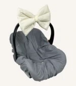 Krem pamuk poplin kumaştan, elyaf dolgulu, cırtlı veya broşlu takılabilen dekoratif fiyonk aksesuar