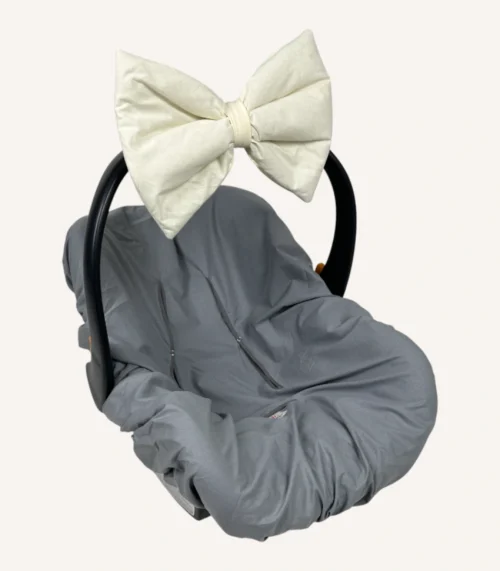 Krem pamuk poplin kumaştan, elyaf dolgulu, cırtlı veya broşlu takılabilen dekoratif fiyonk aksesuar