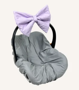 Lila pamuk poplin kumaştan, elyaf dolgulu, cırtlı veya broşlu takılabilen dekoratif fiyonk aksesuar