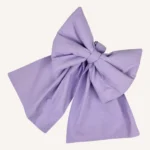 Lila pamuk poplin kumaştan, elyaf dolgulu, cırtlı veya broşlu takılabilen dekoratif fiyonk aksesuar