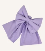 Lila pamuk poplin kumaştan, elyaf dolgulu, cırtlı veya broşlu takılabilen dekoratif fiyonk aksesuar