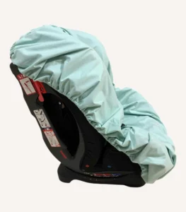 Mint pamuk yüzeyli, alezli veya alezsiz seçenekli, çıtçıt kemer geçişli ve cırtlı kemer kılıflı çocuk oto koltuğu kılıfı