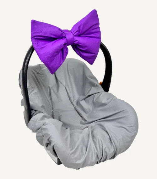 Mor pamuk poplin kumaştan, elyaf dolgulu, cırtlı veya broşlu takılabilen dekoratif fiyonk aksesuar