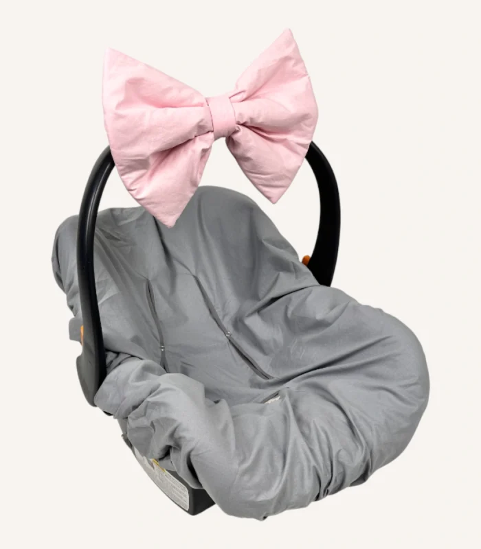 Pembe pamuk poplin kumaştan, elyaf dolgulu, cırtlı veya broşlu takılabilen dekoratif fiyonk aksesuar