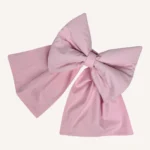 Pembe pamuk poplin kumaştan, elyaf dolgulu, cırtlı veya broşlu takılabilen dekoratif fiyonk aksesuar