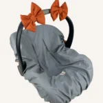 Tarçın renkte, pamuk poplin kumaştan, cırtlı veya broşlu takılabilen iki adet mini fiyonk aksesuar seti