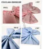 pamuk poplin kumaştan, elyaf dolgulu, cırtlı veya broşlu takılabilen dekoratif fiyonk aksesuar