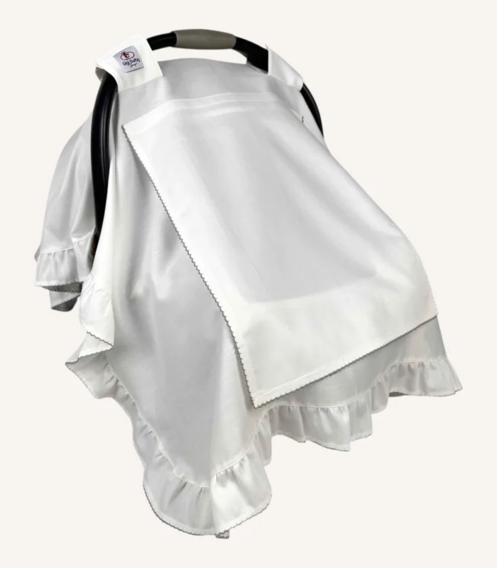 açık gri kroşeli pamuk saten puset örtüsü