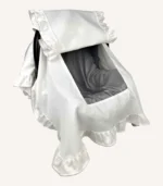 lila kroşeli pamuk saten puset örtüsü