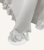 Ekru organik pamuk interlok, fırfır kenarları kroşe detaylı sade puset örtüsü