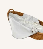 Kroşe detaylı, biyeli, GOTS sertifikalı %100 organik pamuk interlok bebek battaniyesi