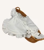 Kroşe ve fırfır detaylı, GOTS sertifikalı %100 organik pamuk interlok bebek battaniyesi