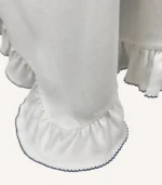 Ekru organik pamuk interlok, kroşe detaylı fırfırlı sade kapaklı puset örtüsü