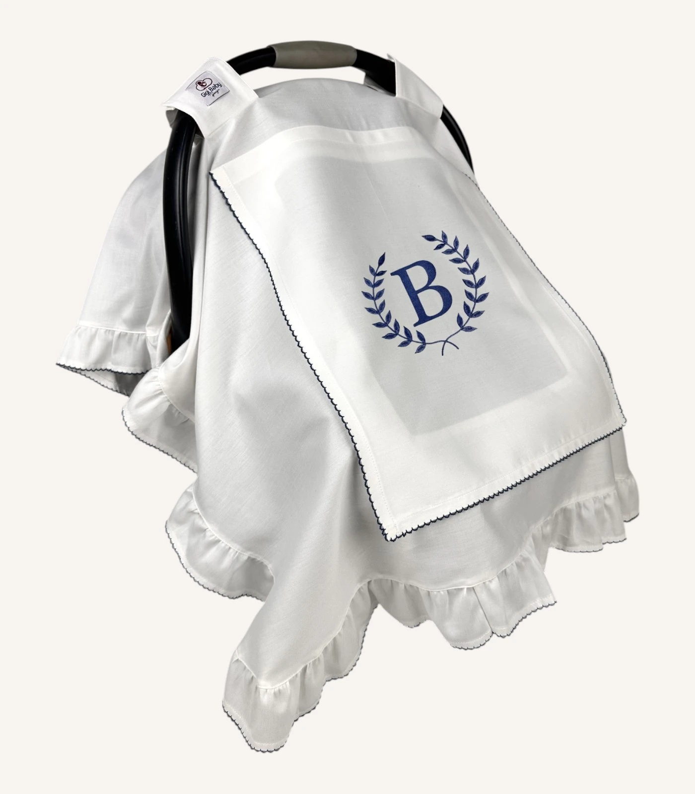 indigo-mavi-kroseli-pamuk-saten-puset-ortusu Ekru pamuk saten kroşe işlemeli, fırfırlı kapaklı puset örtüsü