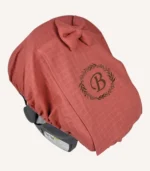 Kiremit müslin lastikli puset örtüsü, kapaklı tül pencereli, Doona uyumlu, mini fiyonk opsiyonlu, hafif bebek puset örtüsü