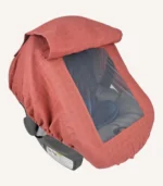 Kiremit müslin lastikli puset örtüsü, kapaklı tül pencereli, Doona uyumlu, mini fiyonk opsiyonlu, hafif bebek puset örtüsü