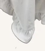 Ekru organik pamuk interlok, kroşe detaylı fırfırlı kapaklı puset örtüsü